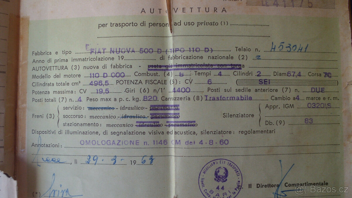 Fiat 500 D Trasformabile Protivítr - 16