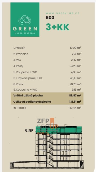 Prodej bytu 3+kk 132 m², terasa 40 m2, Mladá Boleslav - Mich - 16