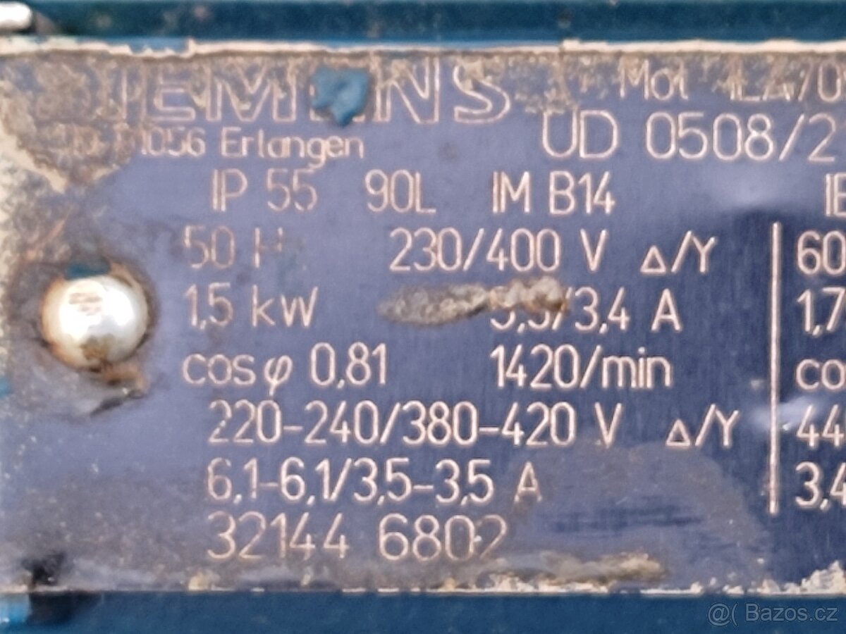 PRODÁM 2 KS ELEKTROMOTOR SIEMENS - 16