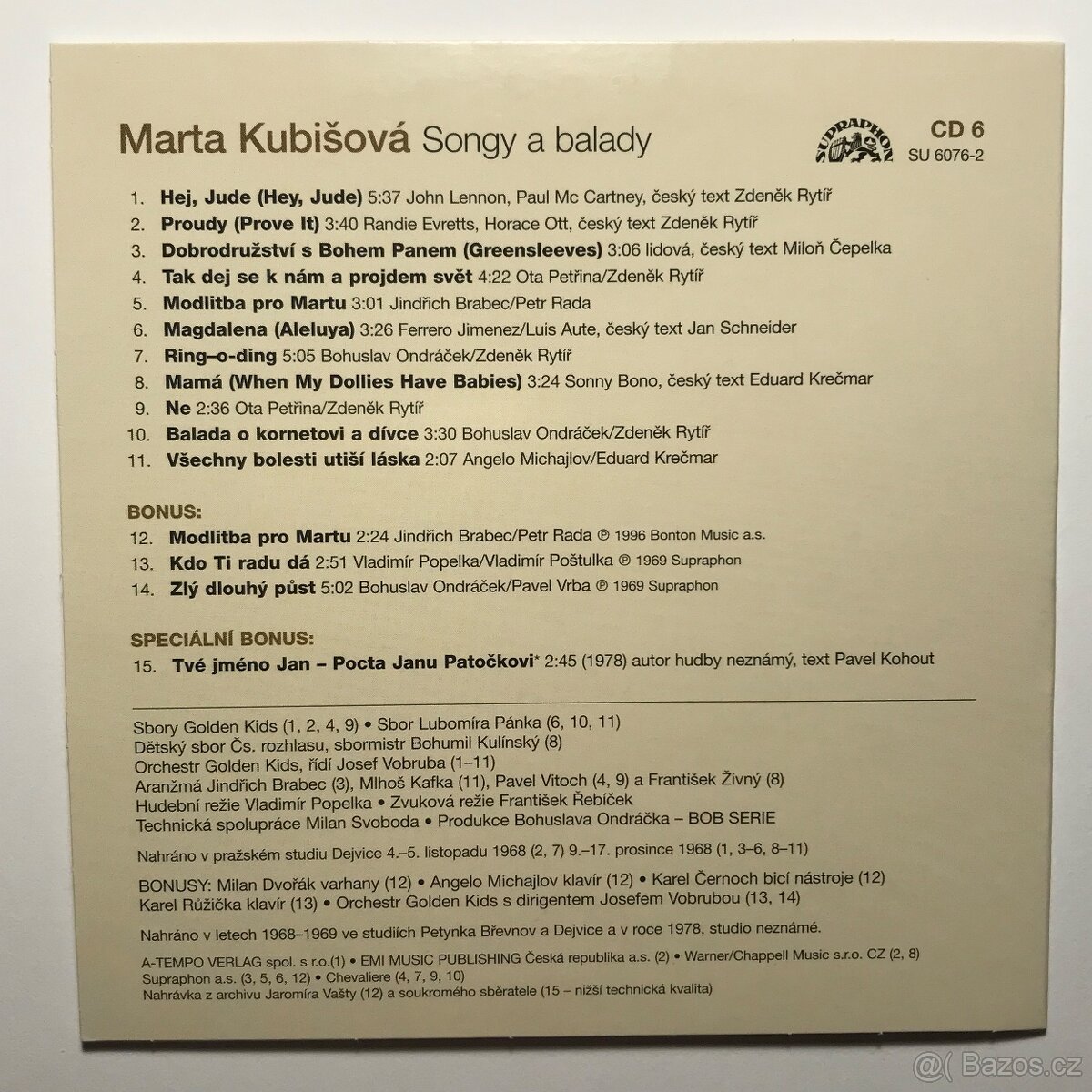 CD I. Bartošová • M. Kubišová • M. Rottrová - 16