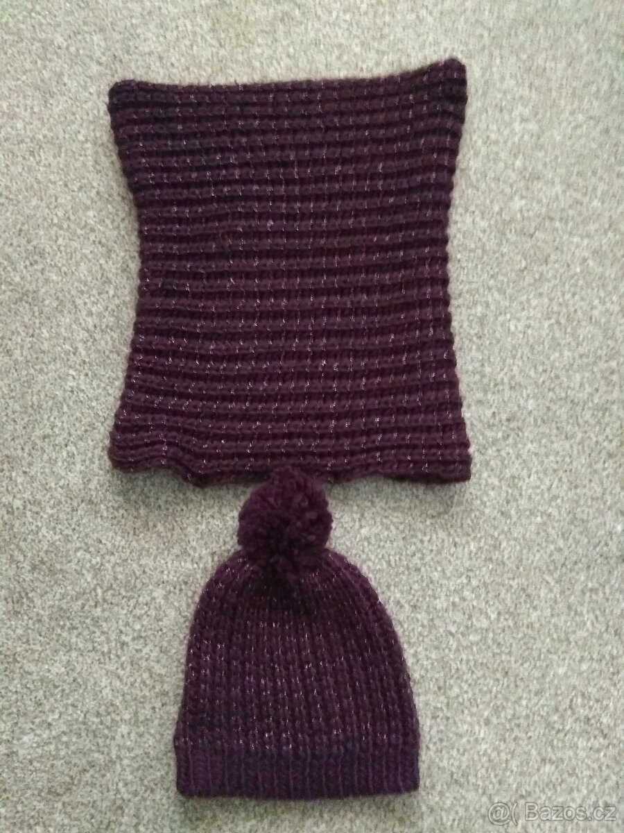 Nové dámské pletené sety - čepice, šála/kruhová šála - 16