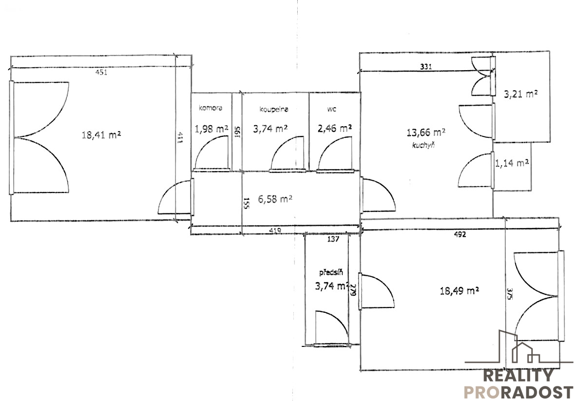 Pronájem bytu 2+1 70 m² s balkónem, ul. Musílkova, Praha - K - 16