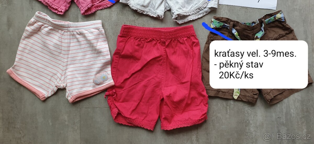 kalhoty, tepláky, kratase vel. 74/80 cca 6-12m - 16