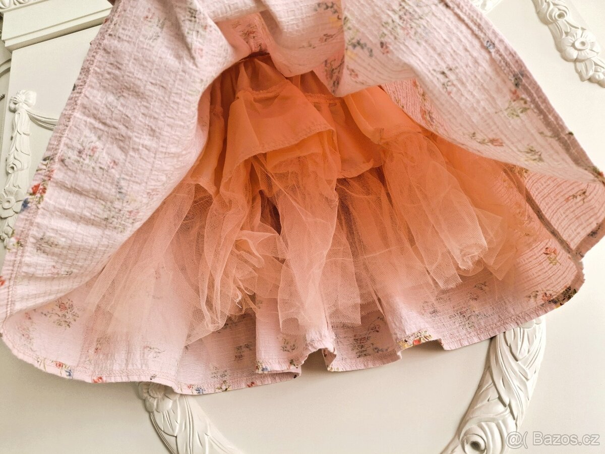 Nádherné šaty luční kvítí Next 104 růžové meruňkové - 16