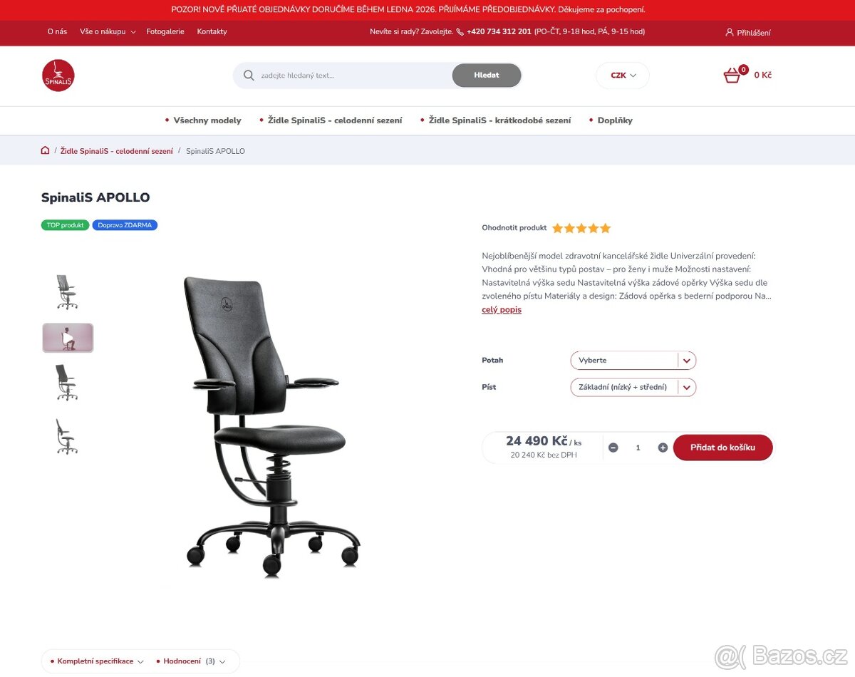 Kancelářská židle Spinalis Apollo (zdravotní) - 16