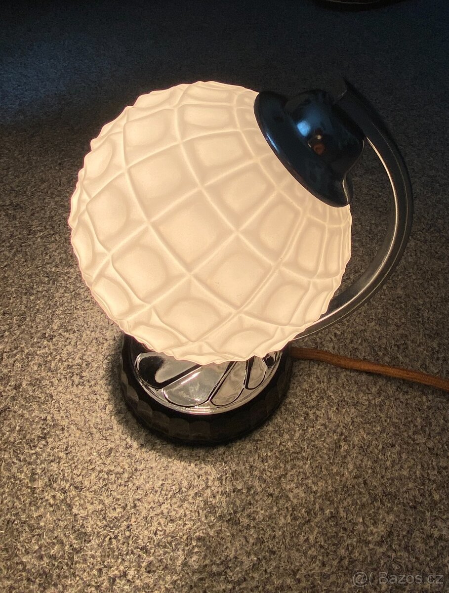 lampa lampička Art deco lampička chrom svítidlo staré - 16