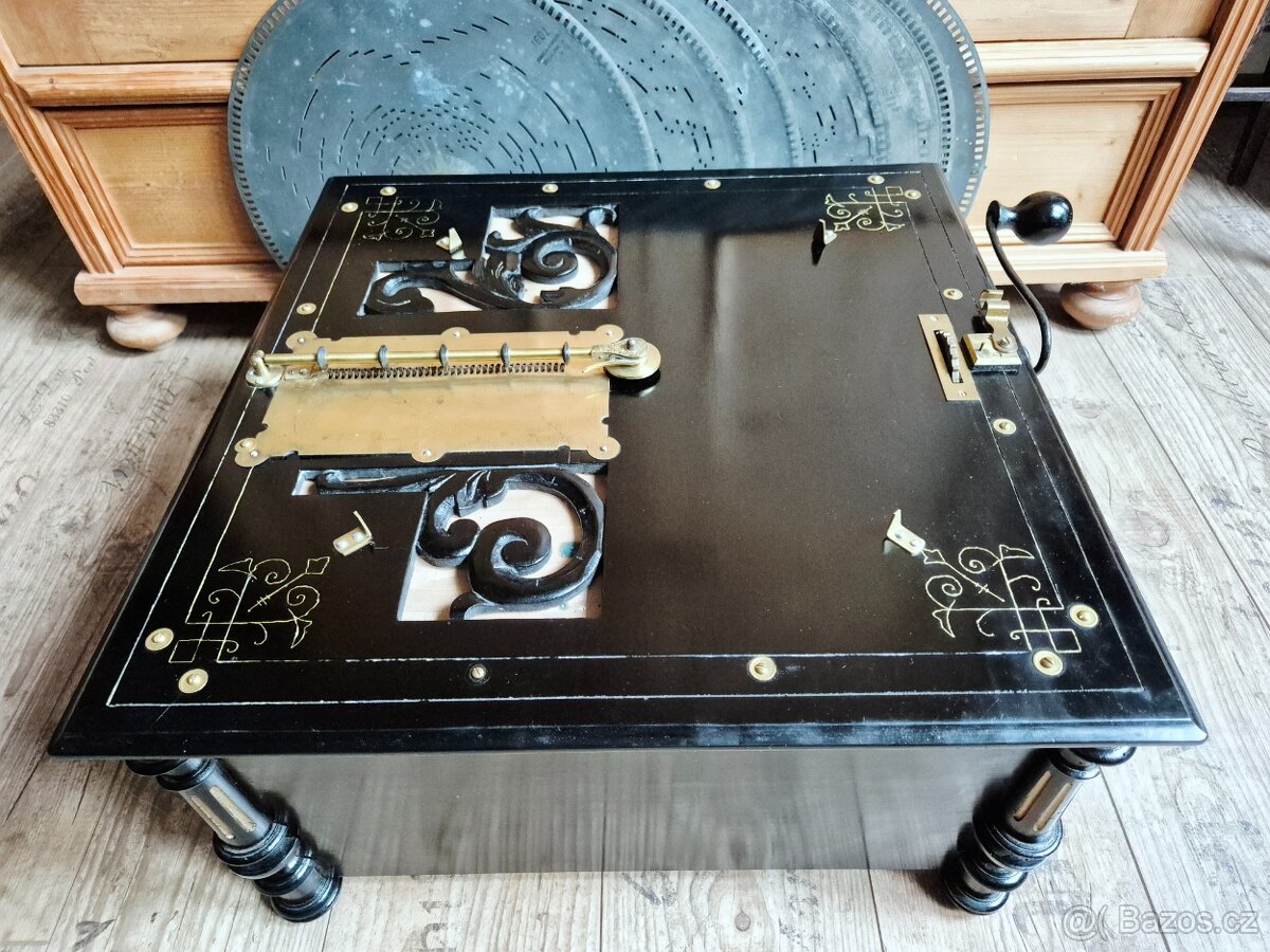 Velký starožitný hrací stroj, flašinet na kliku Amorette - 16