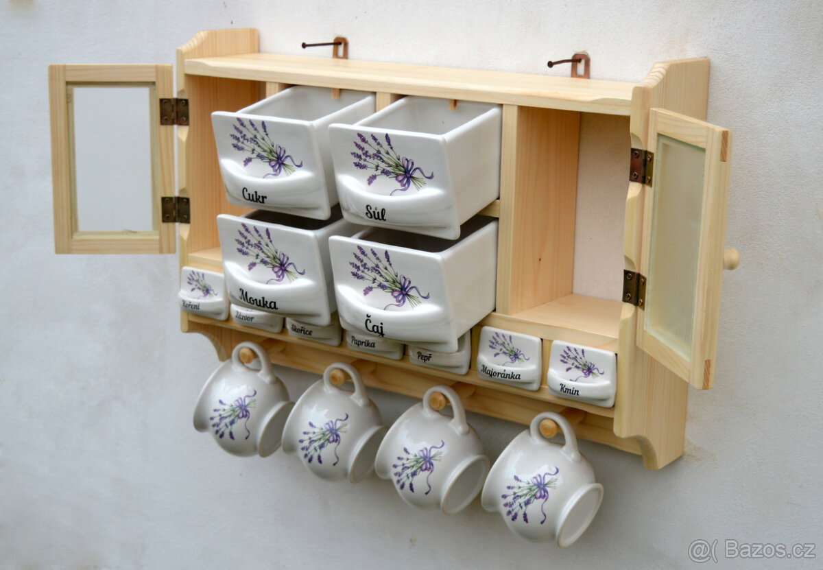 Police s kořenky do kuchyně - motiv levandule - 16