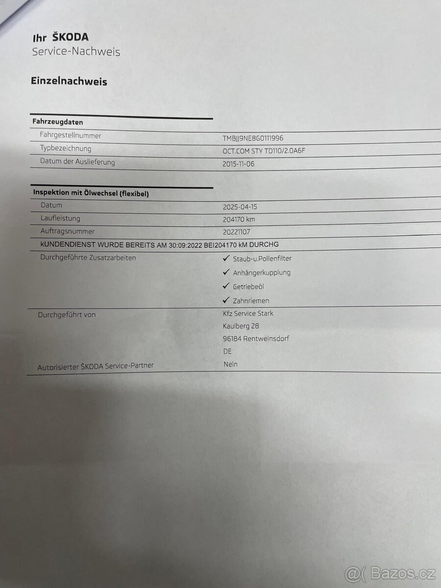 Octavia 3 COMBI 2.0 TDI 110kW ELEGANCE DSG 2015 - 16