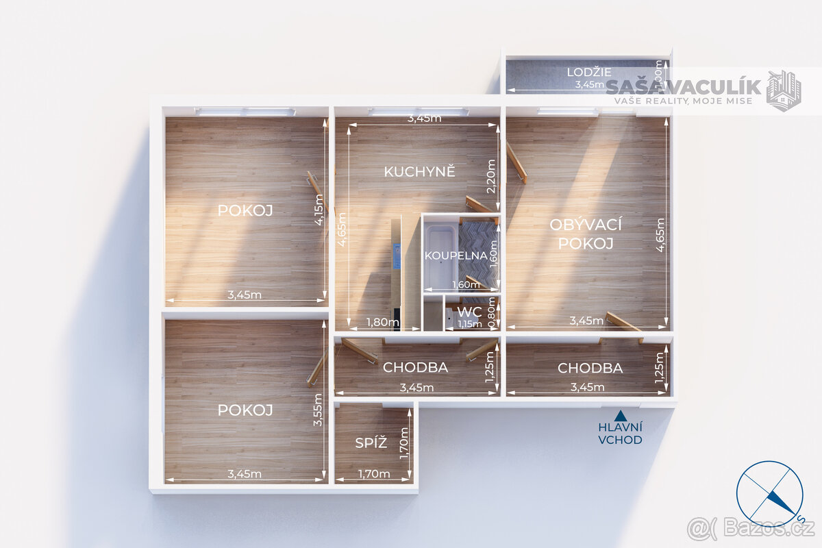 Prodej, byt 3+1, Vsetín - Sychrov, spodní část - 16