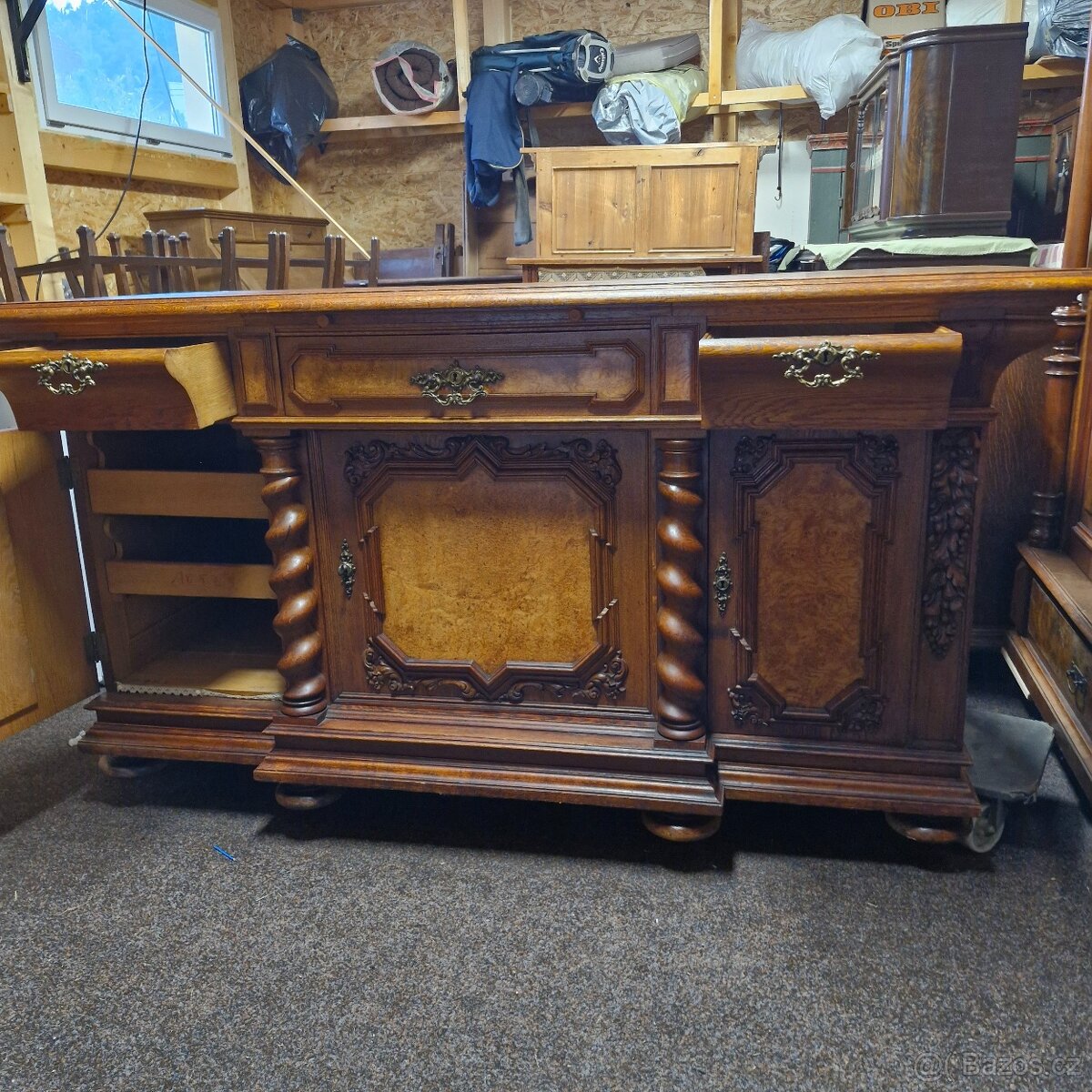 Starožitný sekretář, stůl, hodiny, komoda... - 16