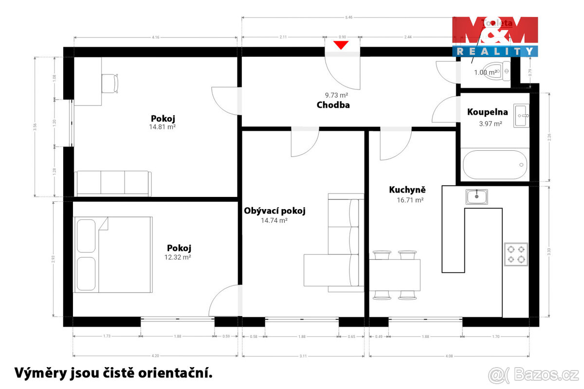 Prodej bytu 3+1, 76 m², Klatovy, ul. Plánická - 16