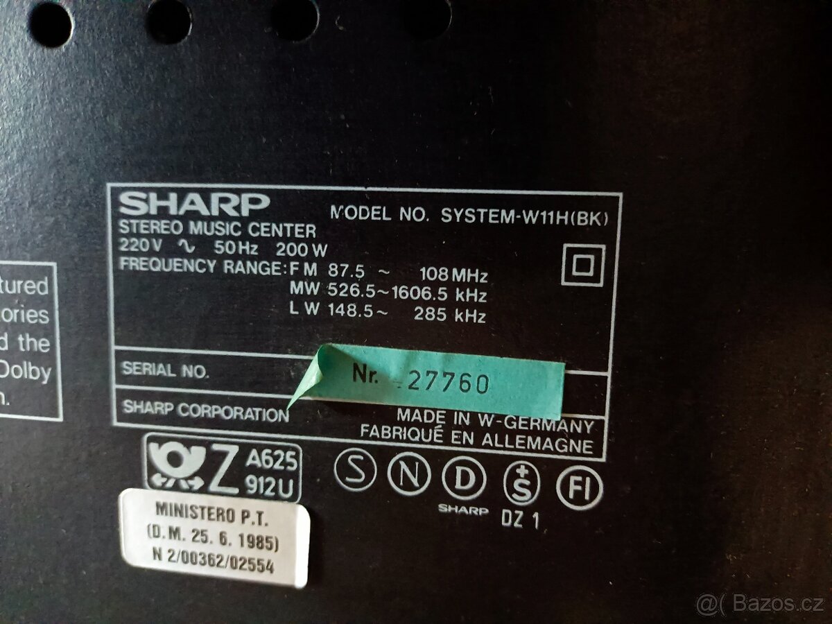 SHARP W11H musik center,věž Gramo,Rádio,Double deck - 16