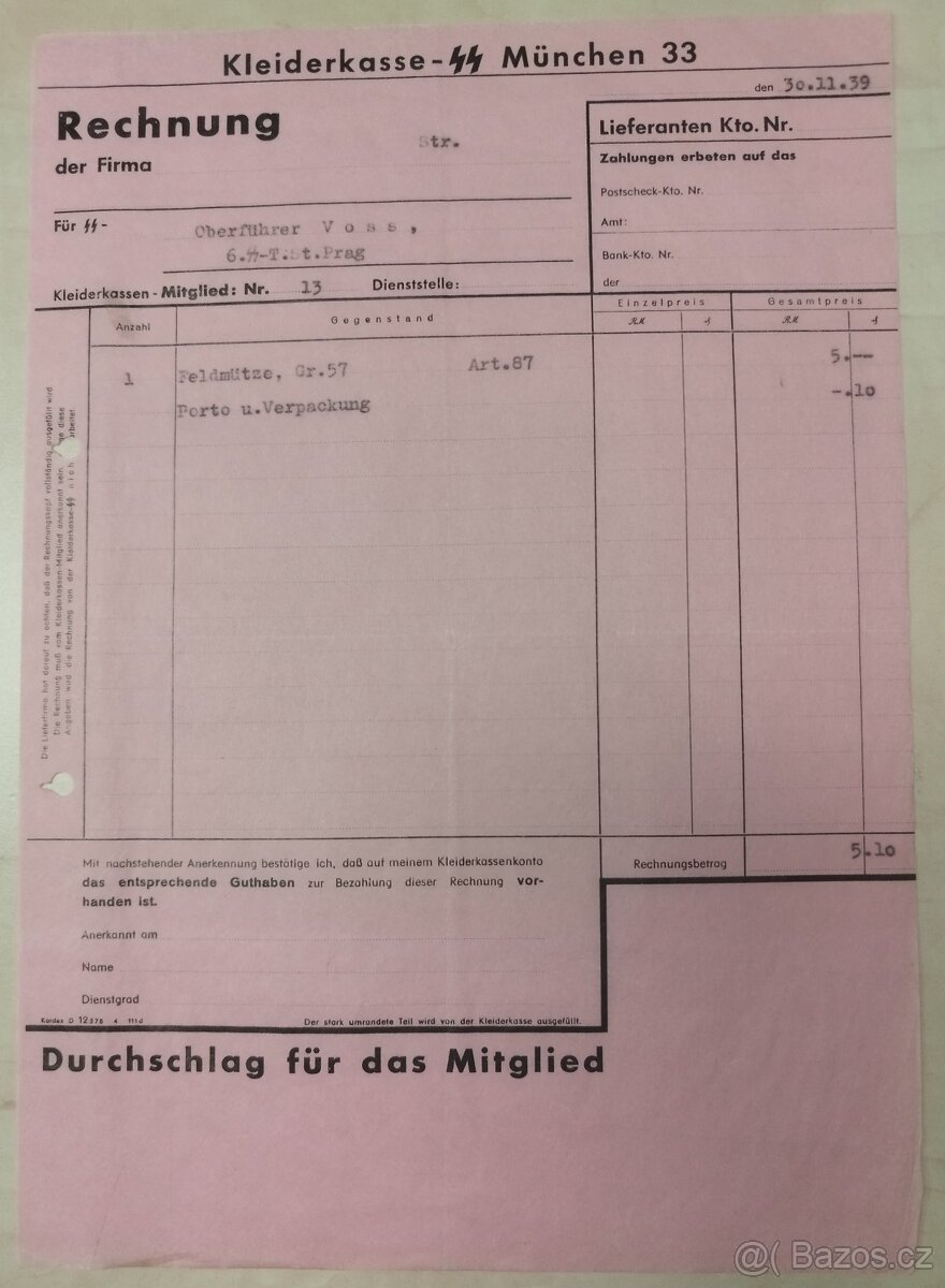 DOKUMENTY PO GENERÁL SS BERNHARD VOSS 4 - 16