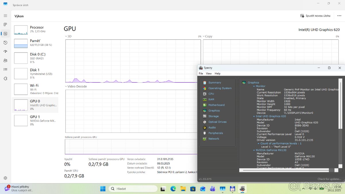 Dell 3500/15,6“/I7 8565U/SSD NVMe256GB/RAM16GB/GF MX130 - 16