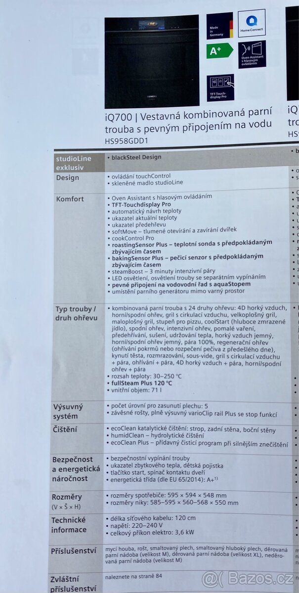 Nová parní trouba SIEMENS STUDIO HS958GDD1 s připojen vody - 16