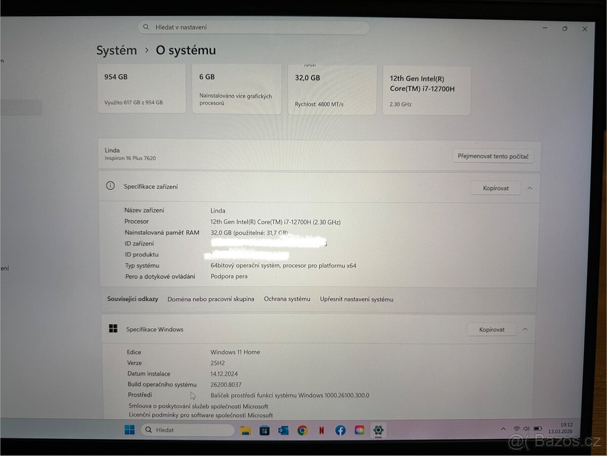 Dell Inspiron 16 Plus 7620, Intel Core i7, NVIDIA - 16