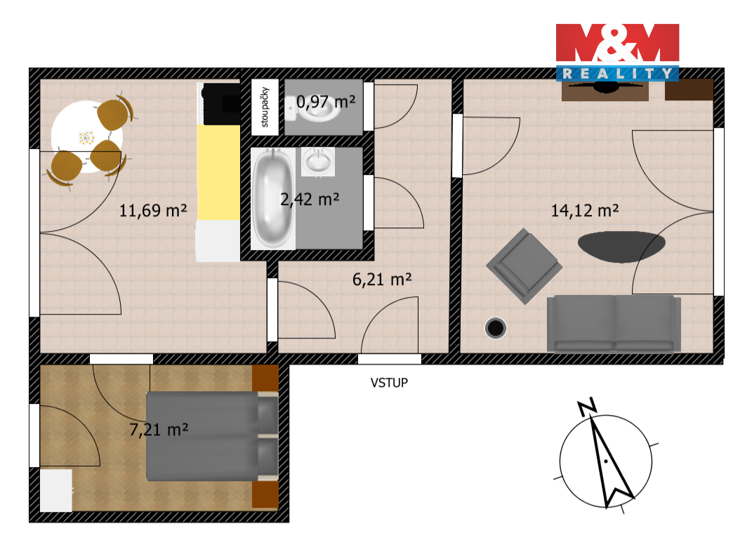 Prodej bytu 2+1, 43 m², Děčín - Rozbělesy, ul. Závodní - 16
