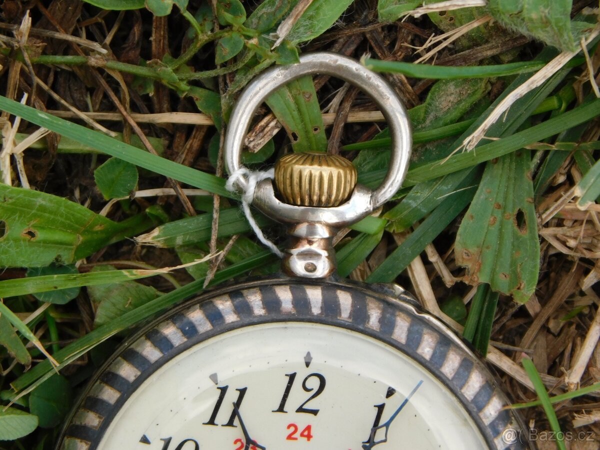 Švýcarské stříbrné kapesní hodinky niello / tula BREVET - 16