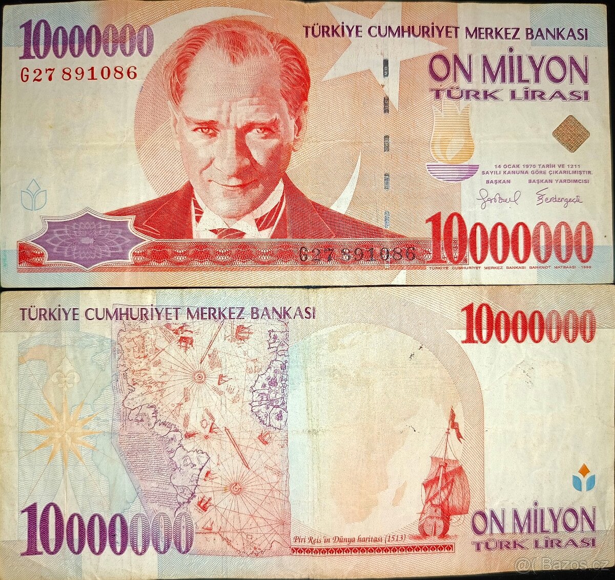 Turecké bankovky - 10 - 10 000 000 lir 1970 - 2009 - 16