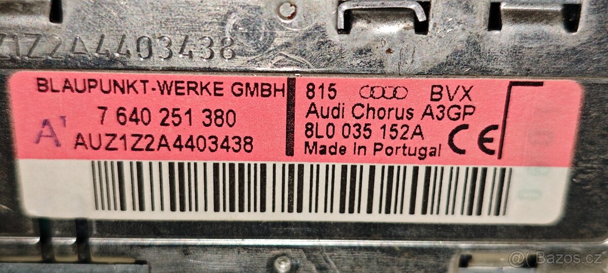 Originální autorádio AUDI Chorus 1/ A3GP - 16