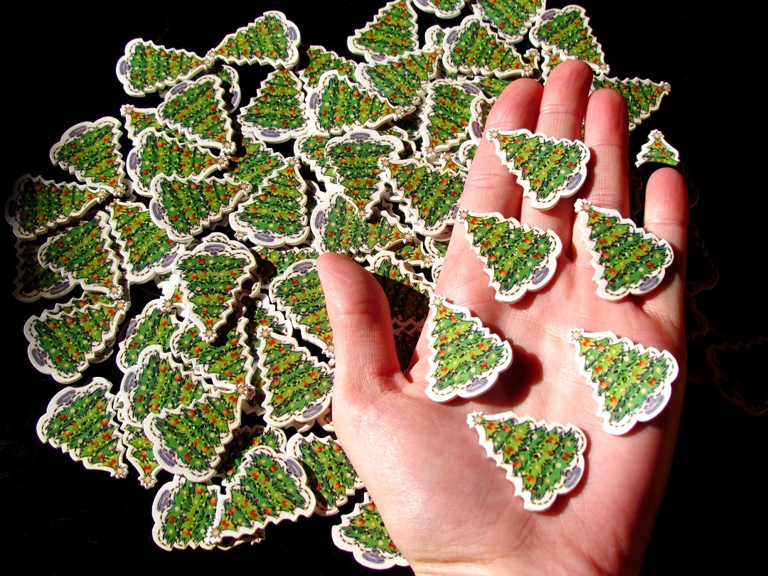 Dřevěné malované knoflíky různé druhy - nové - 16