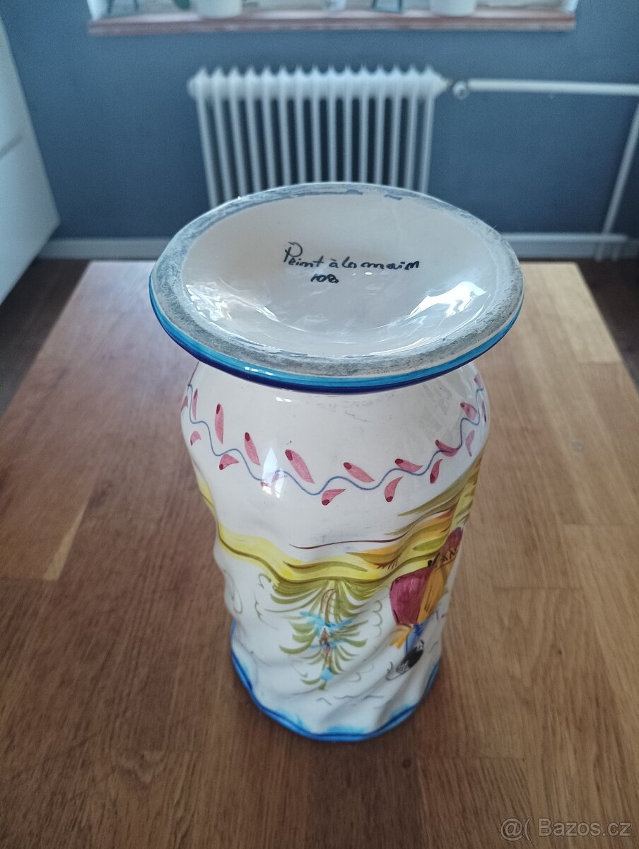 BRETAŇSKÁ FAJÁNS VÁZA QUIMPER RUČNĚ MALOVANÁ - 16