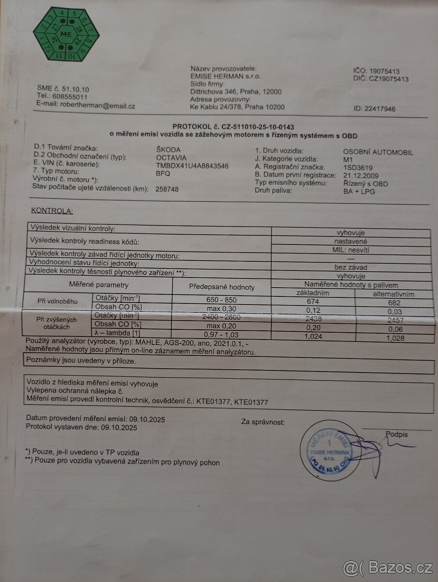 Škoda Octavia 1, 2009 benzín + LPG 1.6 MPI - 16