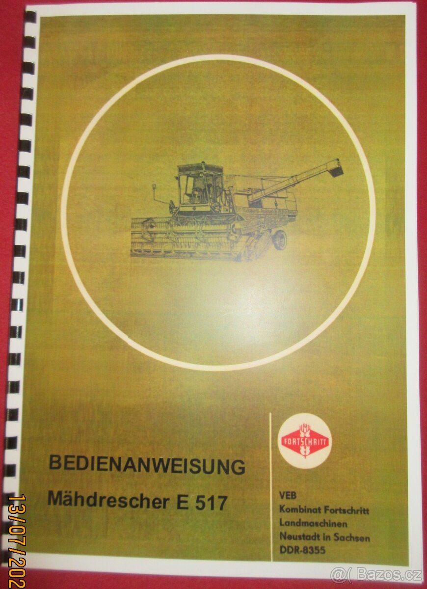 Návod k obsluze kombajn Fortschritt E 516 - 16