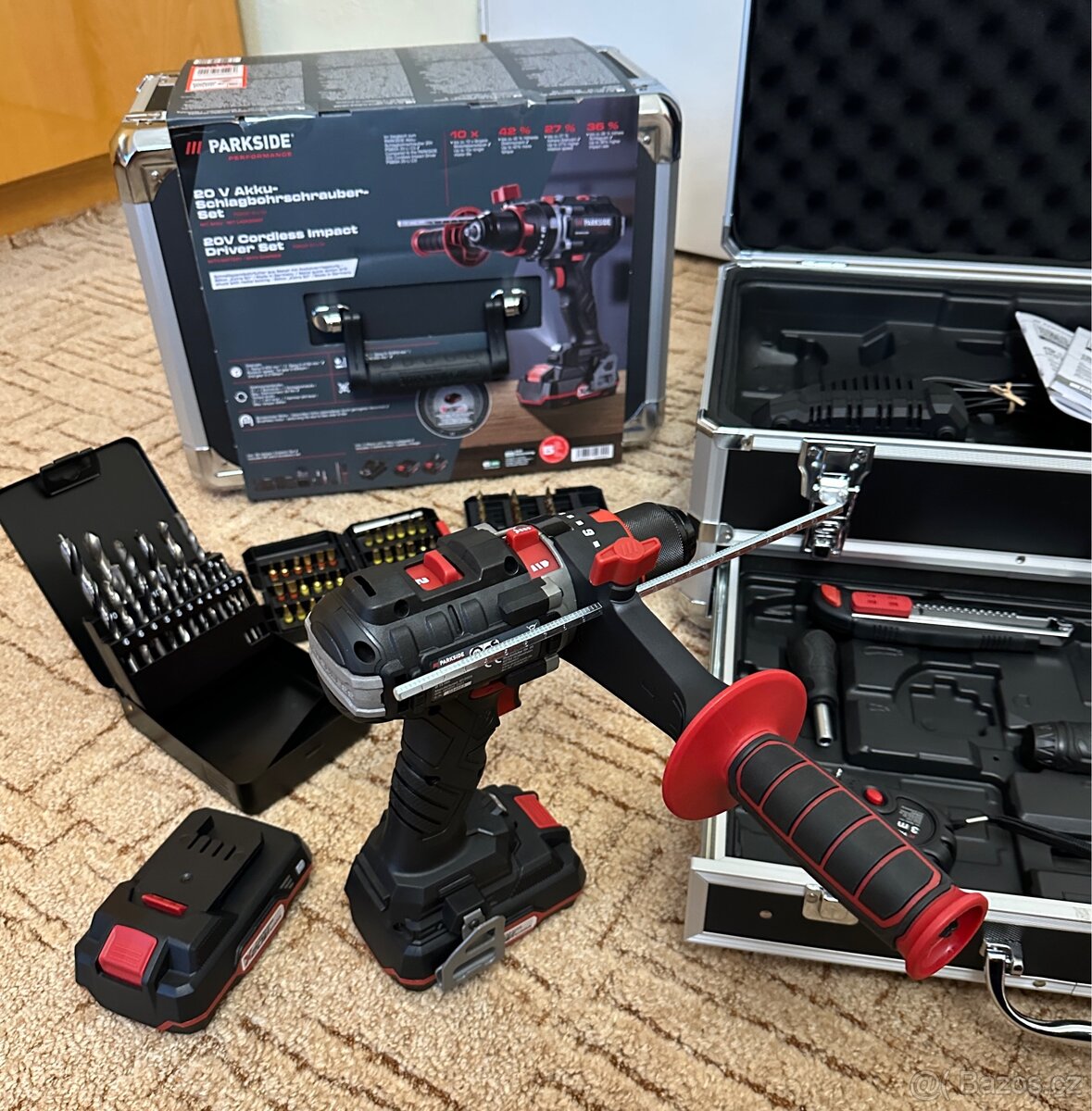 Parkside Performance Aku vrtačka s příklepem - SADA - 16