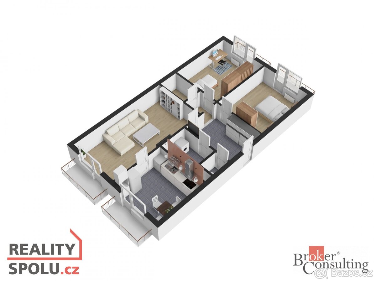 Pronájem, byty/3+1, 99.3 m2, třída Edvarda Beneše 1526/78, N - 16