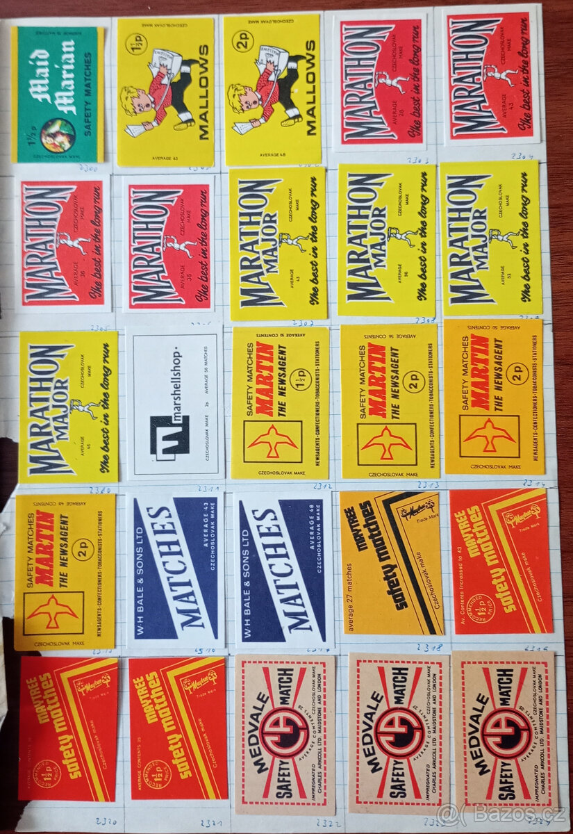 Historické zápalkové nálepky ČSSR + export – 730 ks - 16