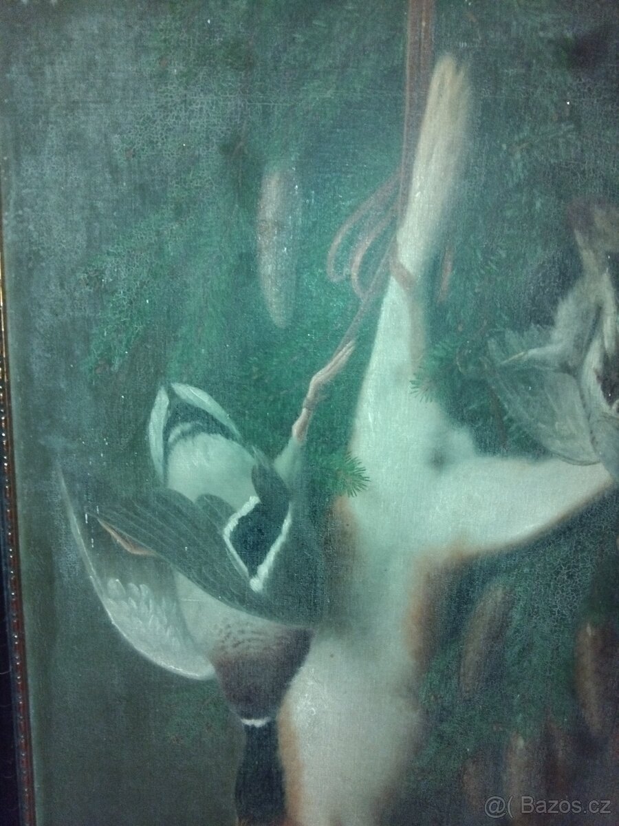 Starožitný obraz lovecké zátiší 110cm x 85cm - 16