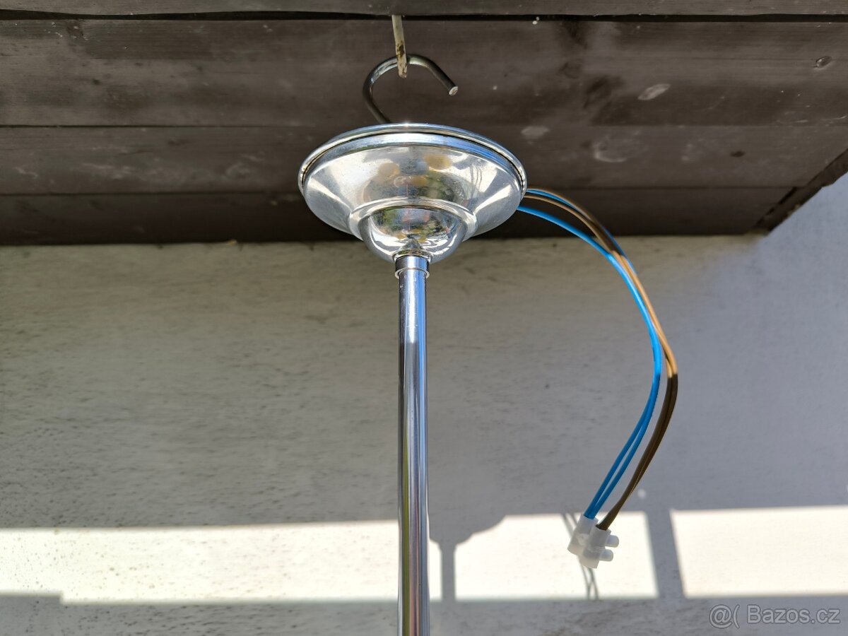 Starožitný Art Deco chromový lustr - 20-30. léta - 16