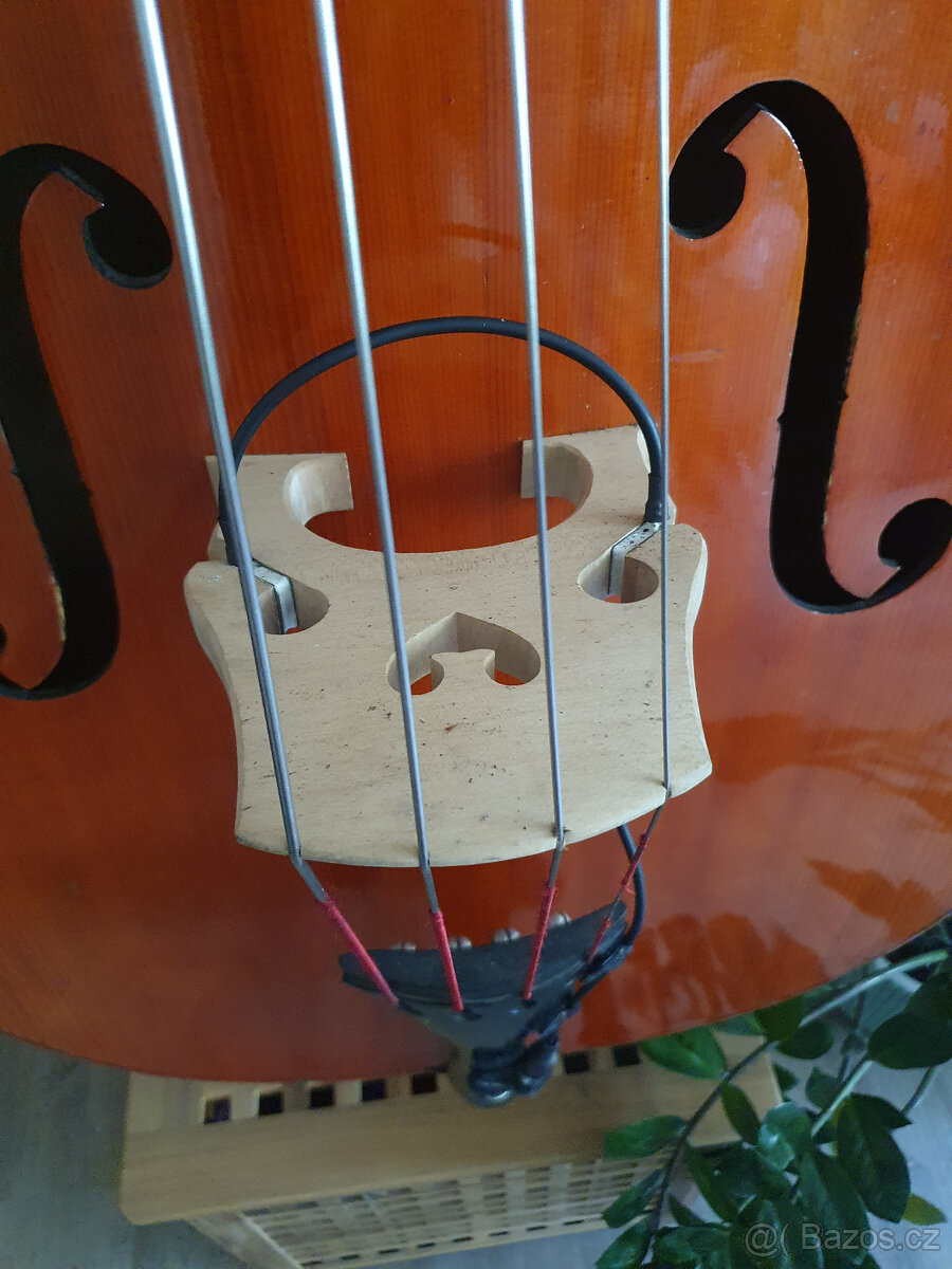 Celomasivní český 3/4 kontrabas, piezo snímač, obal - 16