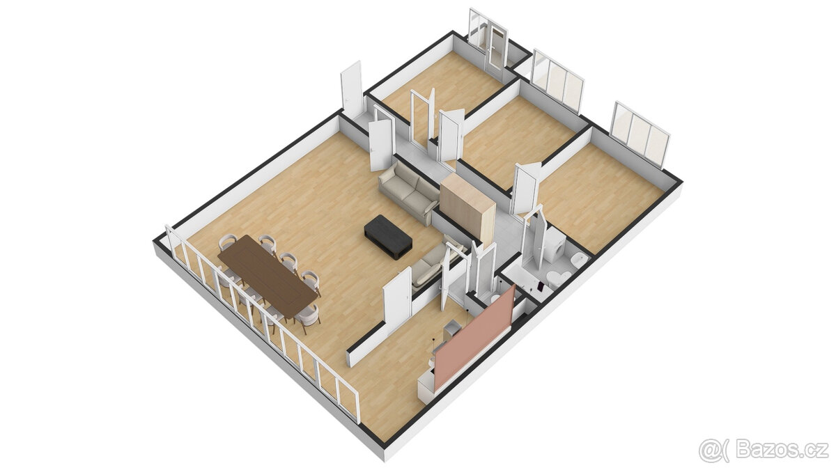 Pronájem krásného bytu 4+kk/B/PS,107 m2, Praha 5 - Smíchov, - 16