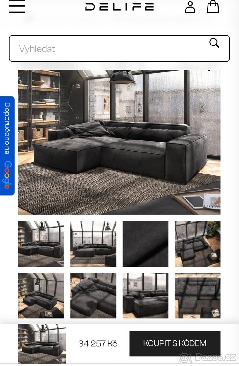 NOVÁ hnědá Sedací souprava Sirpio 270cm s taburetem Tkanina - 16