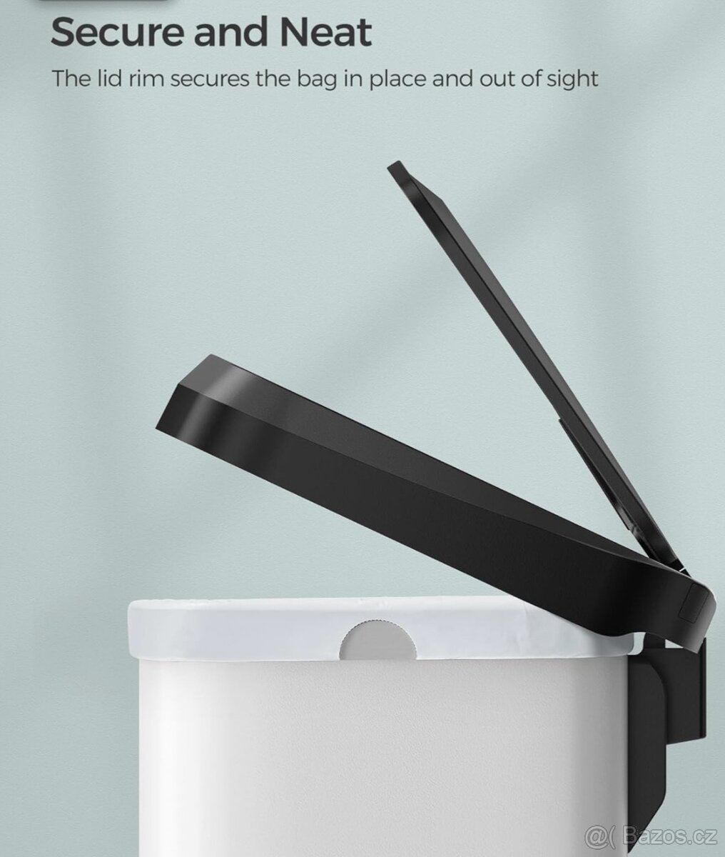 NOVÝ ODPADKOVÝ KOŠ V BÍLÉ- ČERNÉ A NEREZ 68 LITRŮ - 16