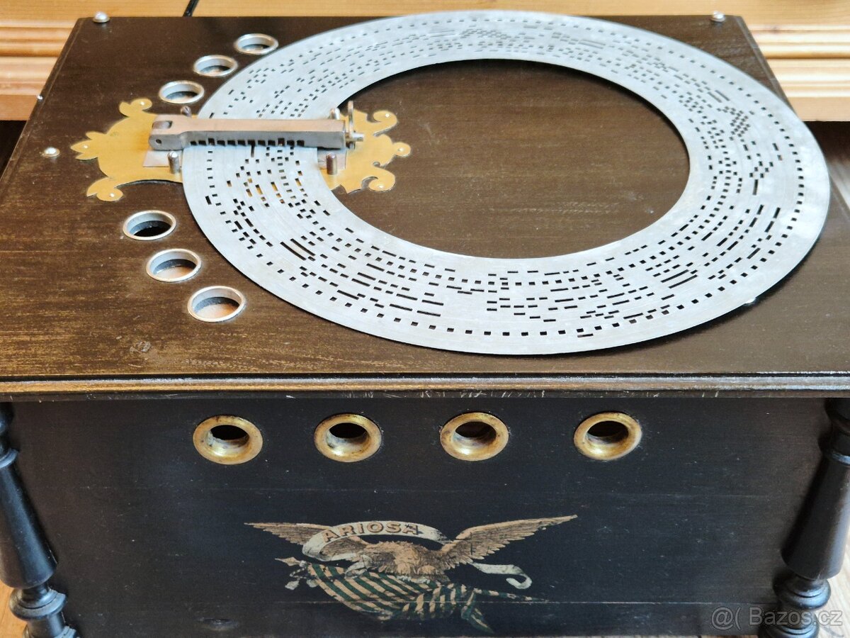Starožitný hrací stroj, flašinet Ariosa, 1898, Německo - 16