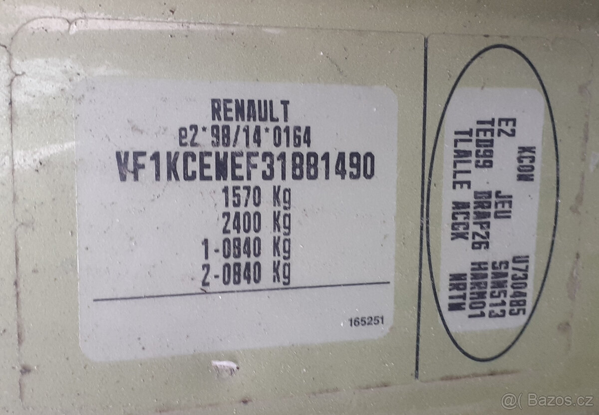 Renault Kangoo 1.2 16V, najeto 165 tisíc, 5 místné, rok 2004 - 16