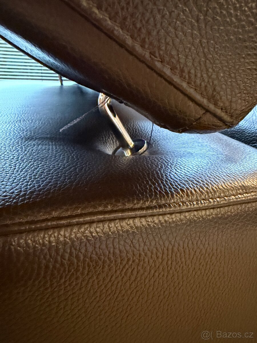 Kožená hnědá sedací souprava DeFo - 16