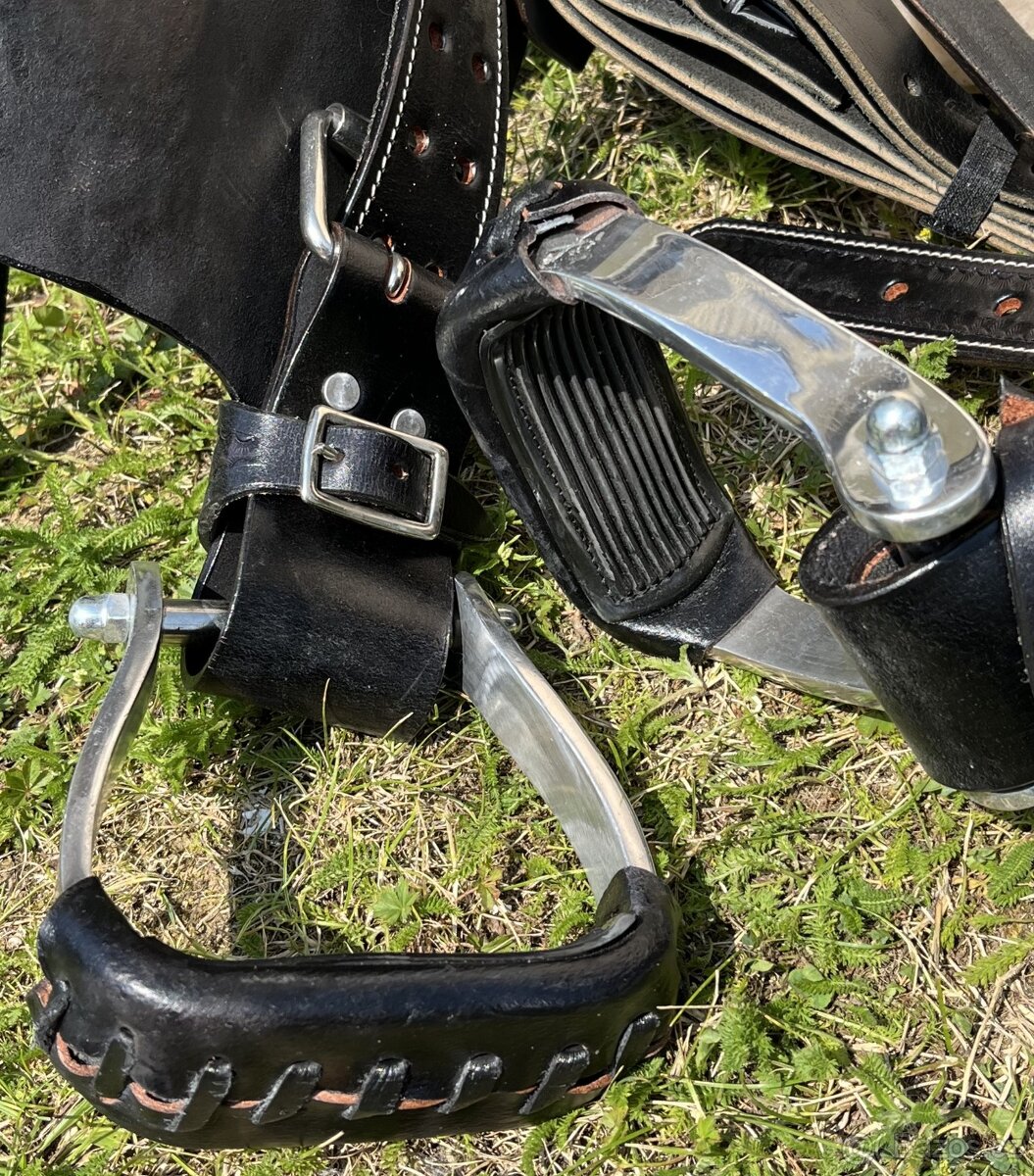 Westernový sedlový komplet 22) černé Basket hnědý krokodýl - 16