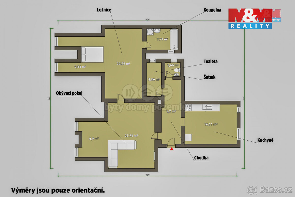 Prodej bytu 2+1, 86 m², Cheb, ul. Dlouhá - 16