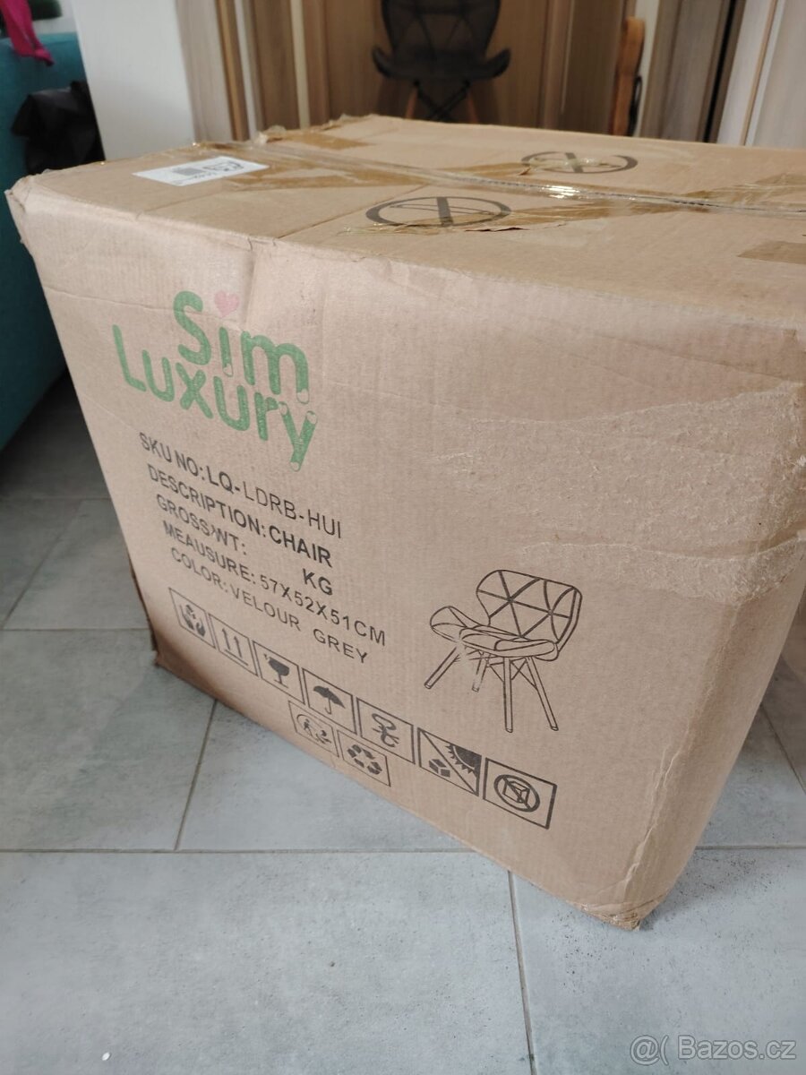 Nová sada 4 jídelní židle, šedá samet, dřevo - 16