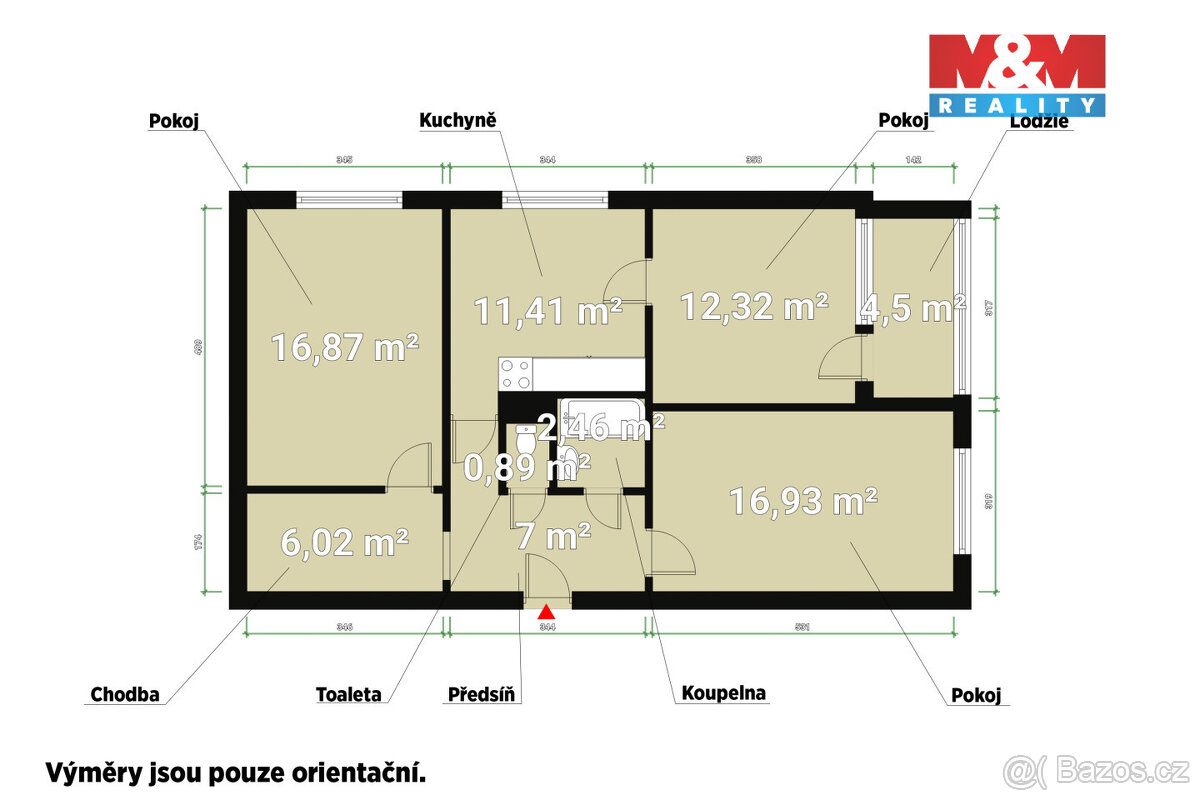 Prodej bytu 3+1, 82 m², Cheb, ul. Dvořákova - 16