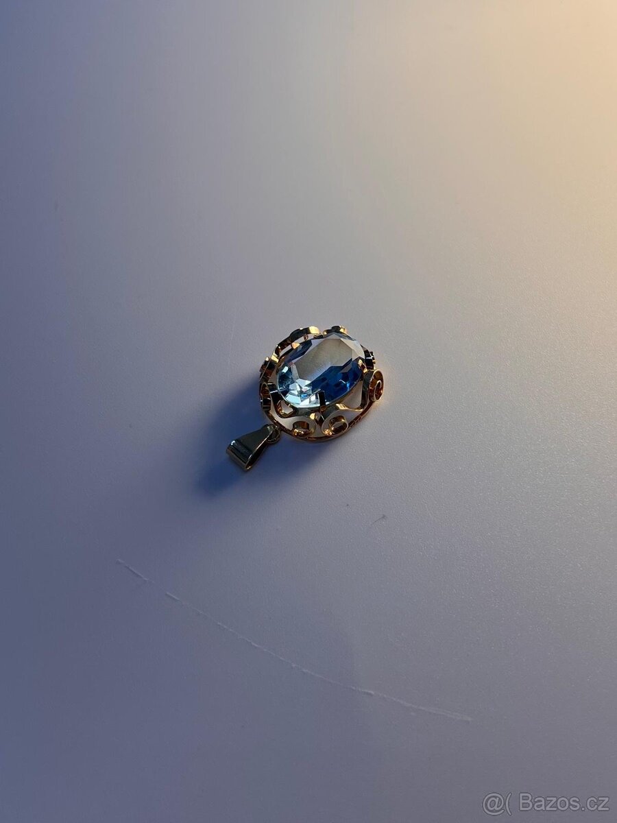 💎Krásný zlatý přívěsek s akvamarínem 585 – 4,44 g - 16