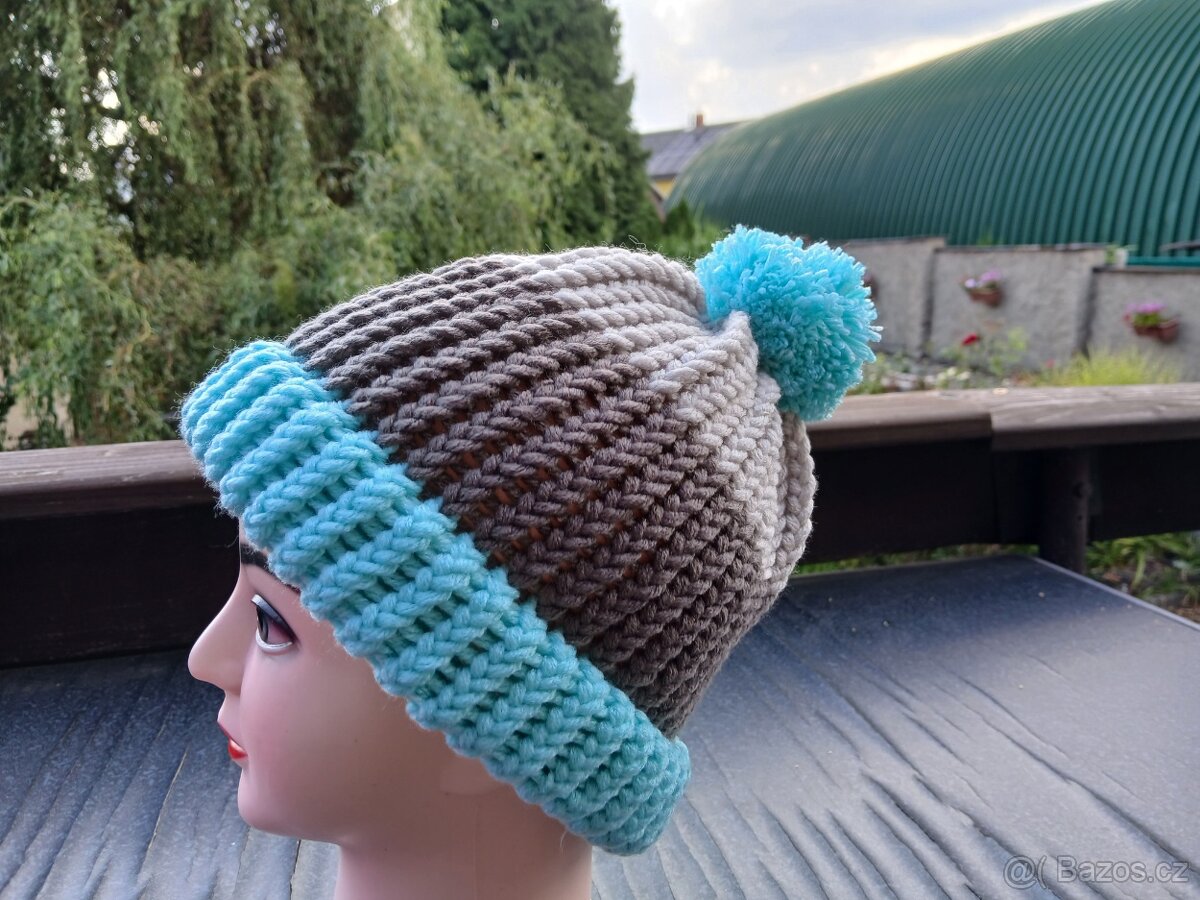 Nový pletený kulich dvojitý lem - 16