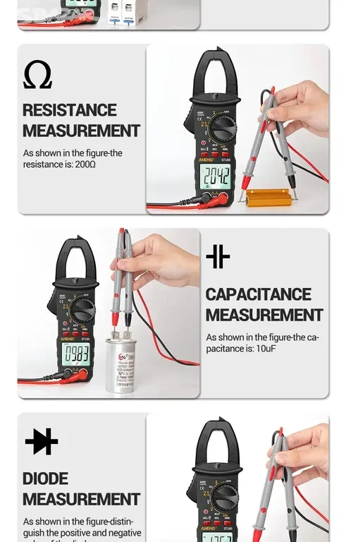Klešťový multimetr ANENG ST 180. Nový - 16