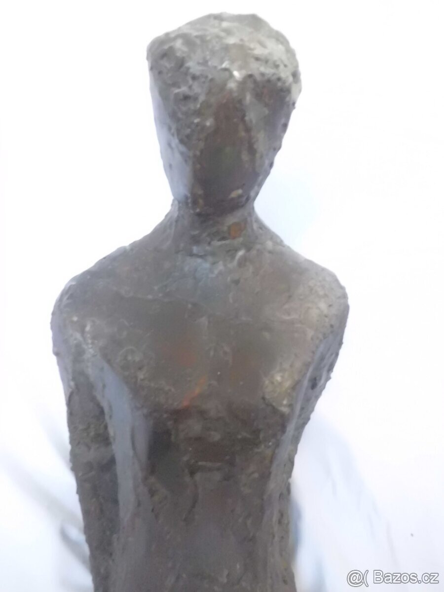 UNIKÁT - Starožitná Kubistická Kovová ART Plastika - ŽENA - 16