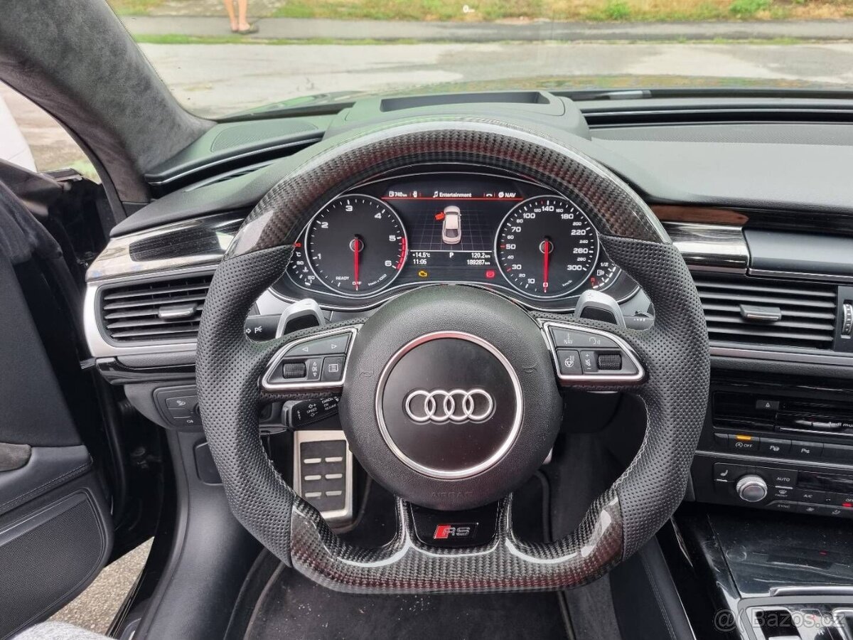 AUDI VOLANT KARBONOVY - zkoseny - karbon - perforovana kuže - 16